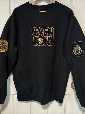 Seven Lions EDM Black Crewneck Sweater with Gold Embroidery XL